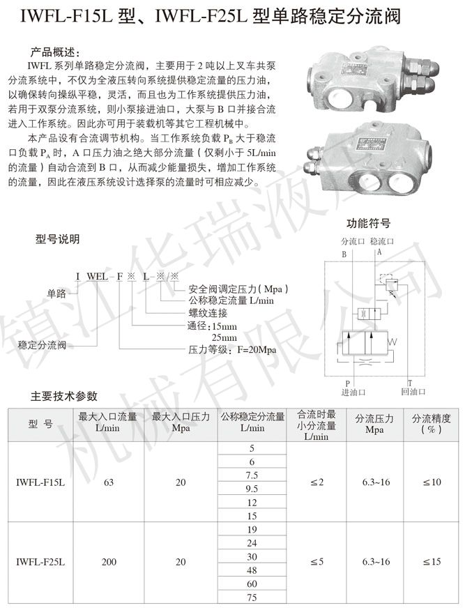 iwfl-f15l型,iwfl-f25l型单路稳定分流阀
